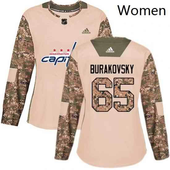 Womens Adidas Washington Capitals 65 Andre Burakovsky Authentic Camo Veterans Day Practice NHL Jersey